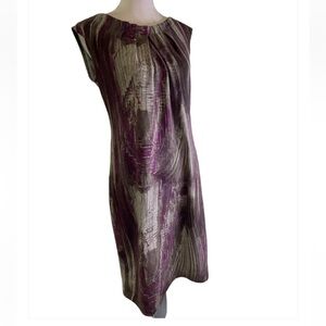 🆕 Jonathan Martin Shift midi fitted Dress rounded neckline - Sz 12 purple gray